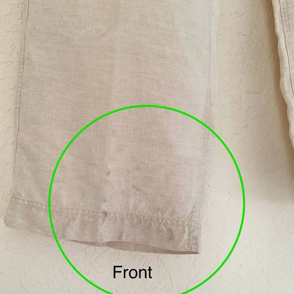 Old Navy Loose 100%‎ Linen Pants Mens 38x30 Beige Straight Flat Front Beach Y2K